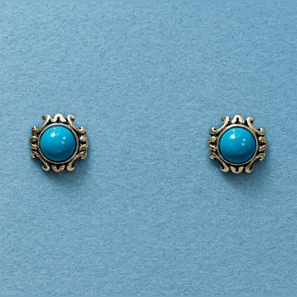 Sterling Silver Blue Turquoise Bali Post